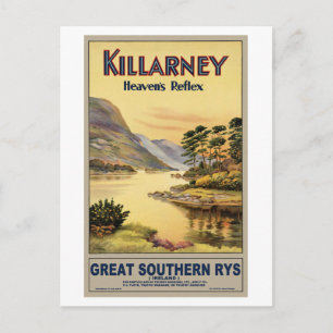 Travel Killarney Ireland by Railways Vintage Postcard