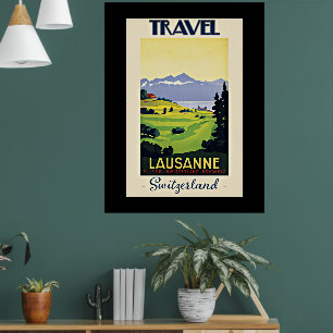 Travel Lausanne, Switzerland vintage poster. Poster