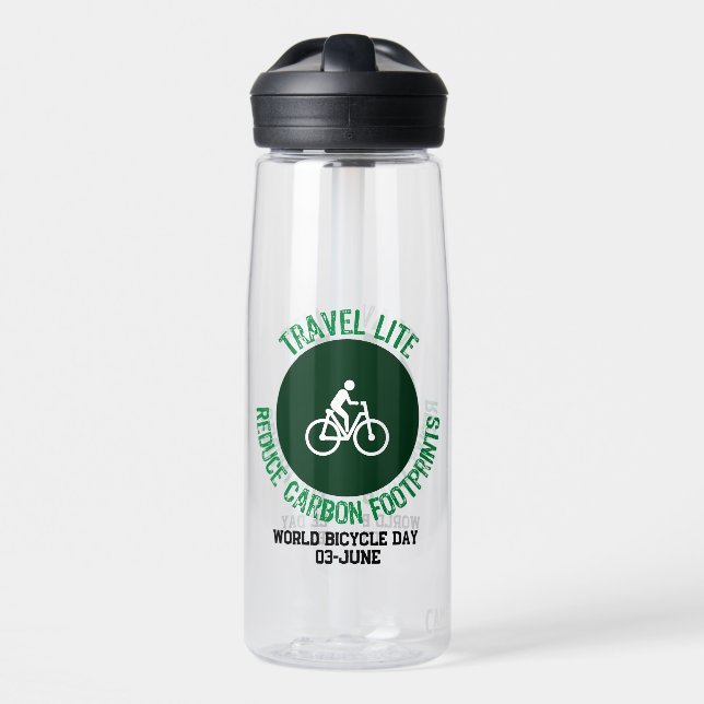 Travel Lite, Reduce Carbon Footprints.w Water Bottle (Front)