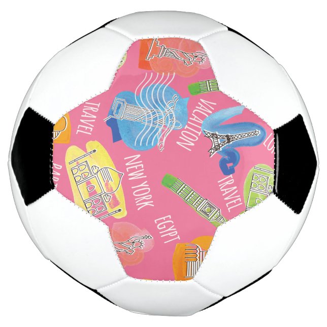 Travel Locations Pattern Soccer Ball (Rotated)
