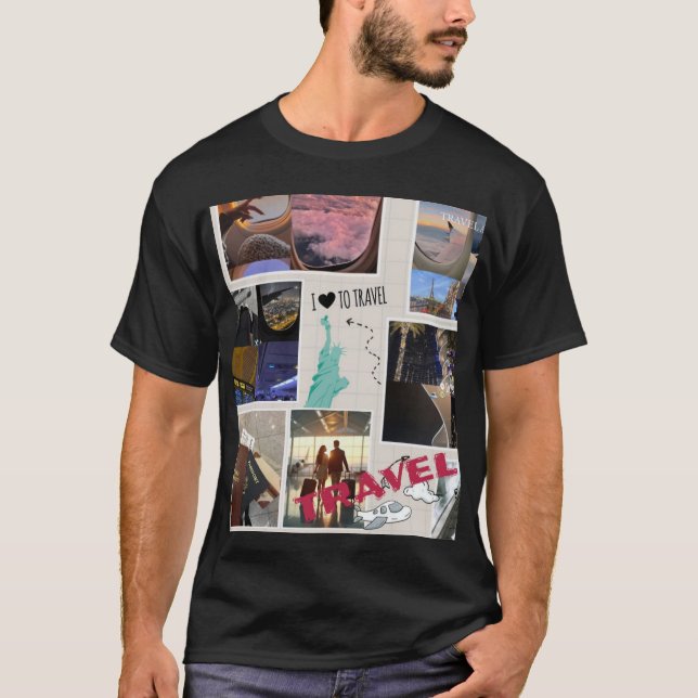 Travel Lover Collage T-Shirt – Adventure & Wanderl (Front)