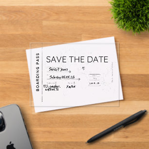 travel lover save the date boarding pass acrylic invitations