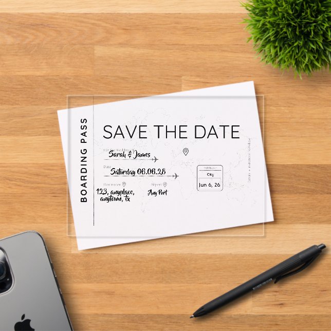 travel lover save the date boarding pass acrylic invitations (Insitu (Invitation Card))