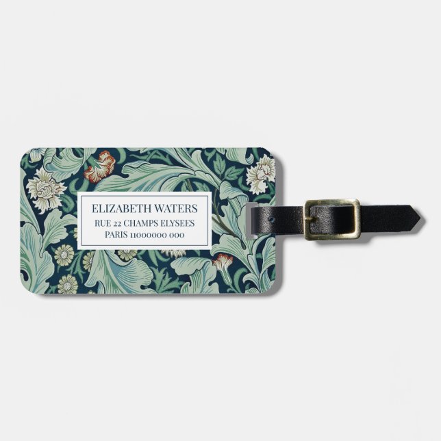 TRAVEL LUGGAGE TAG : WILLIAM MORRIS : FLORAL (Front Horizontal)