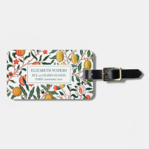 TRAVEL LUGGAGE TAG : WILLIAM MORRIS : POMEGRANATES