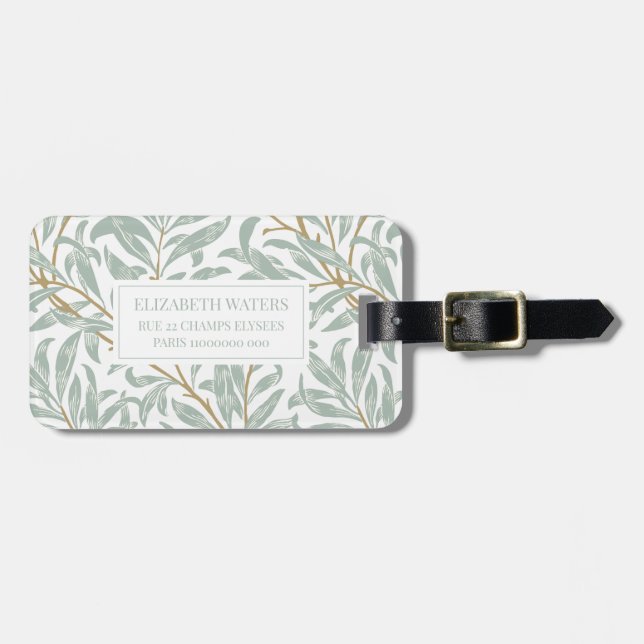 TRAVEL LUGGAGE TAG : WILLIAM MORRIS : WILLOW (Front Horizontal)