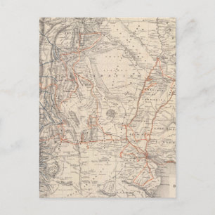 Travel Map of Dr V Martin de Moussy Postcard