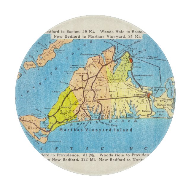 Travel Map of Martha’s Vineyard  Martha’s Vineyard Cutting Board (Front)