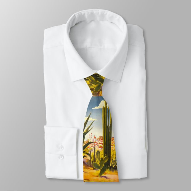 Travel Mexico stylish cactus town desert Tie (Tied)