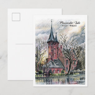 Travel Minnewater Lake in Bruges Belgium Postcard