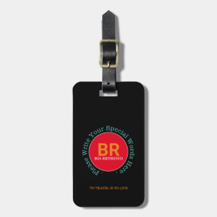 travel monogram on black cool luggage tag