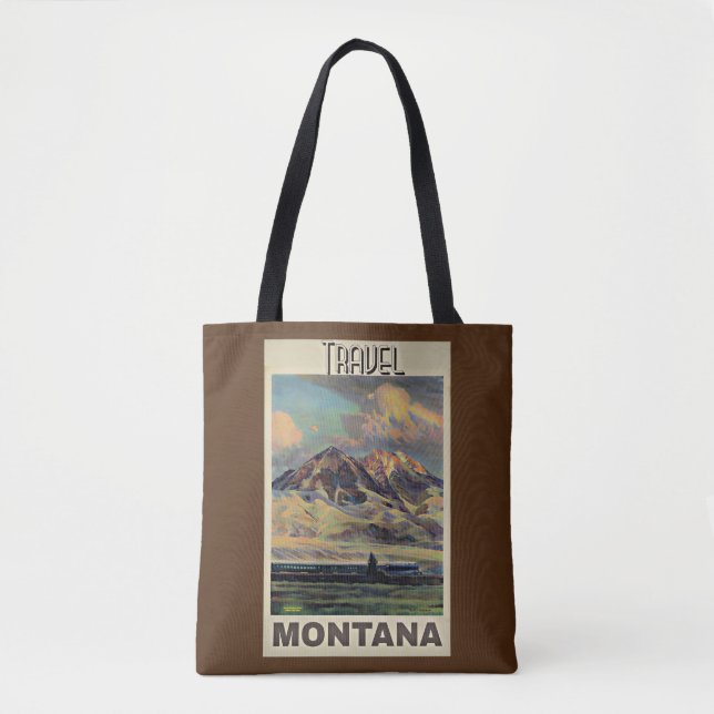 Travel Montana, vintage poster, Tote Bag (Front)