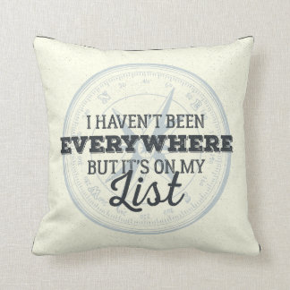Travel more compass stamp motivational quote cushion