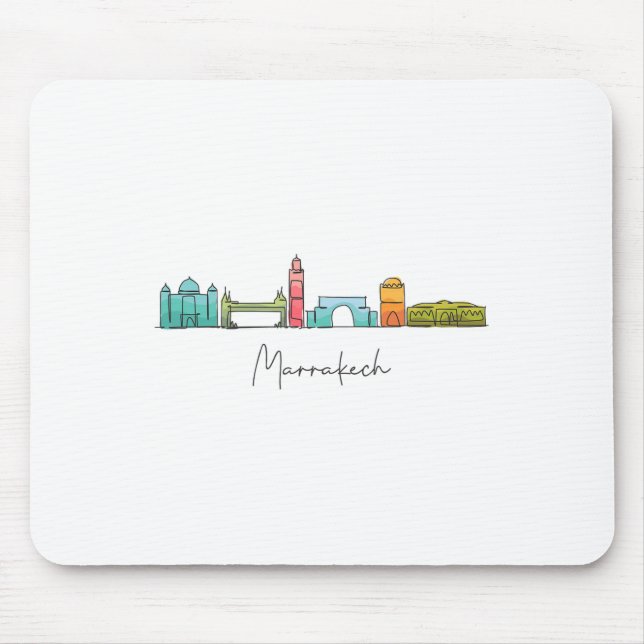 Travel Morocco Map Marrakesh Casablanca Tanjier Fe Mouse Pad (Front)