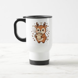 Travel Mug Deer Latte Kawaii Design