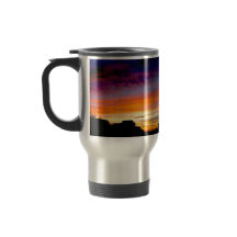 Travel mug insulated with beautiful sunset photo