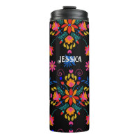 Travel Mug Mexican Floral Folk Art Thermal Tumbler