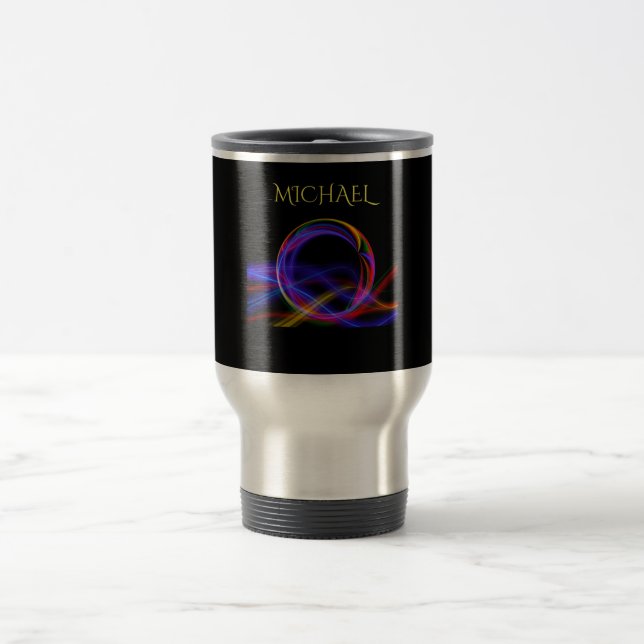 Travel mug personalised in stainless steel. (Center)
