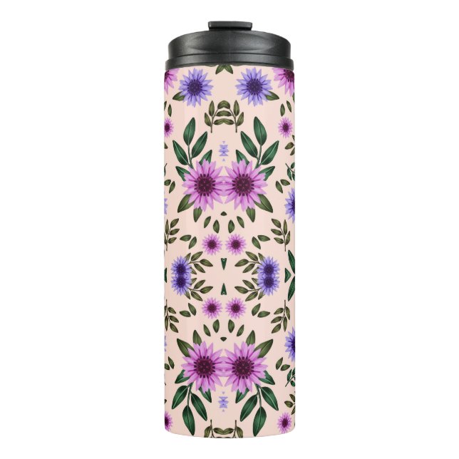 Travel mug with a pastel pink background (Front)