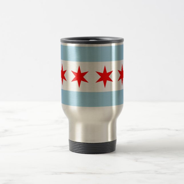 Travel Mug with Flag of  Chicago - USA (Center)