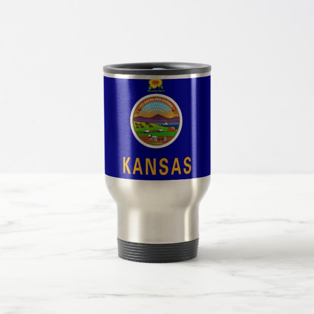 Travel Mug with Flag of Kansas State - USA (Center)