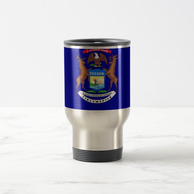 Travel Mug with Flag of  Michigan State - USA (Center)