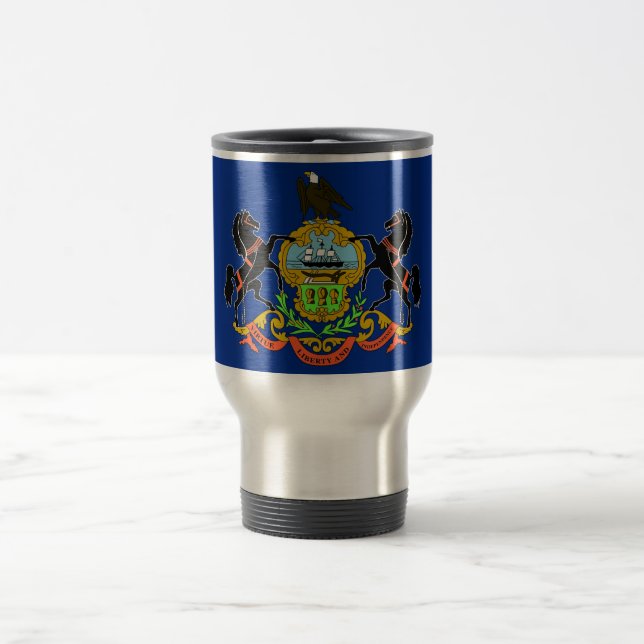 Travel Mug with Flag of  Pennsylvania State - USA (Center)