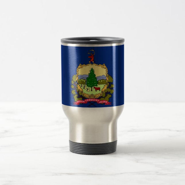 Travel Mug with Flag of Vermont State - USA (Center)