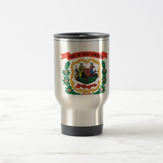 Travel Mug with Flag of  West Virginia State - USA (Center)