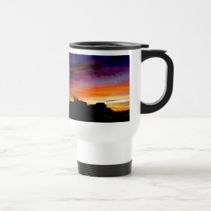 Travel mug with handle and Sunset photograph