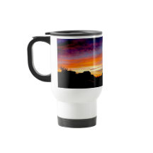Travel mug with handle and Sunset photograph