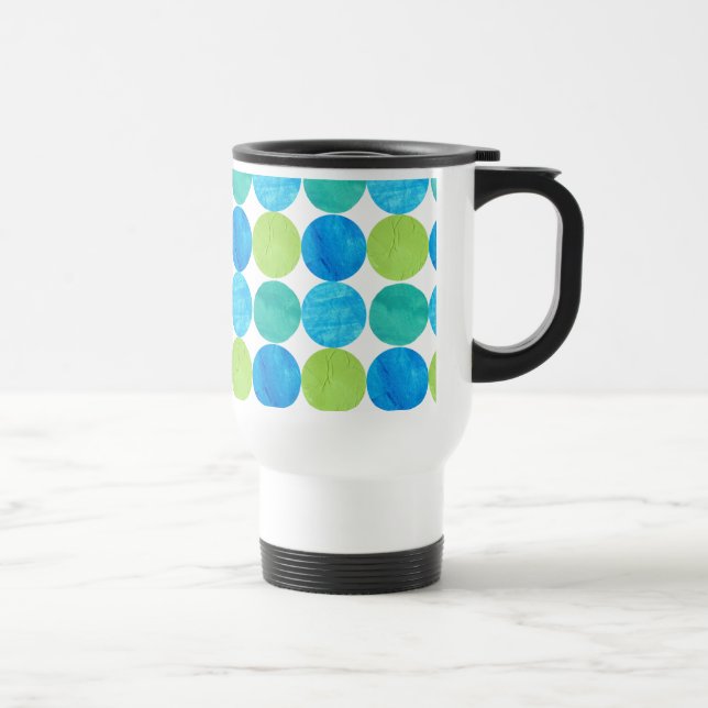 Travel Mug with Lid, Blue Moons Pattern (Right)