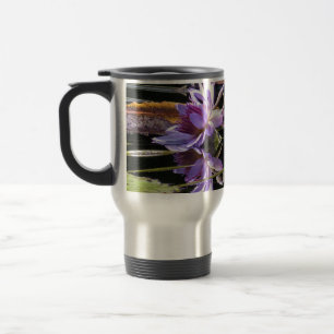 Travel Mug with purple waterlily in blossom