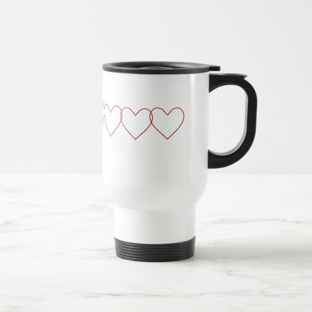 Travel Mug With Red Hearts (Right)