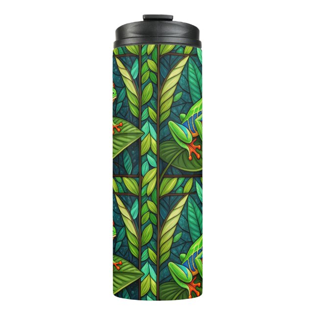 Travel mug with vibrant rainforest design  (Front)