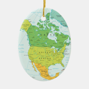 Travel North-Amerca: Canada, USA and Mexico Ceramic Tree Decoration