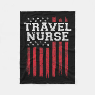Travel Nurse American Flag Usa Patriot Patriotic N Fleece Blanket
