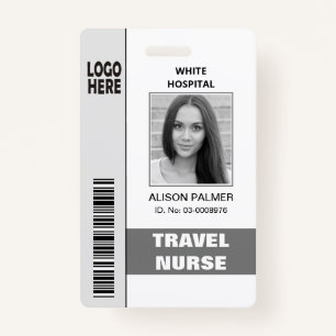 Travel nurse logo photo ID template grey ID Badge