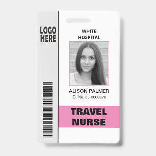 Travel nurse logo photo ID template pink Badge