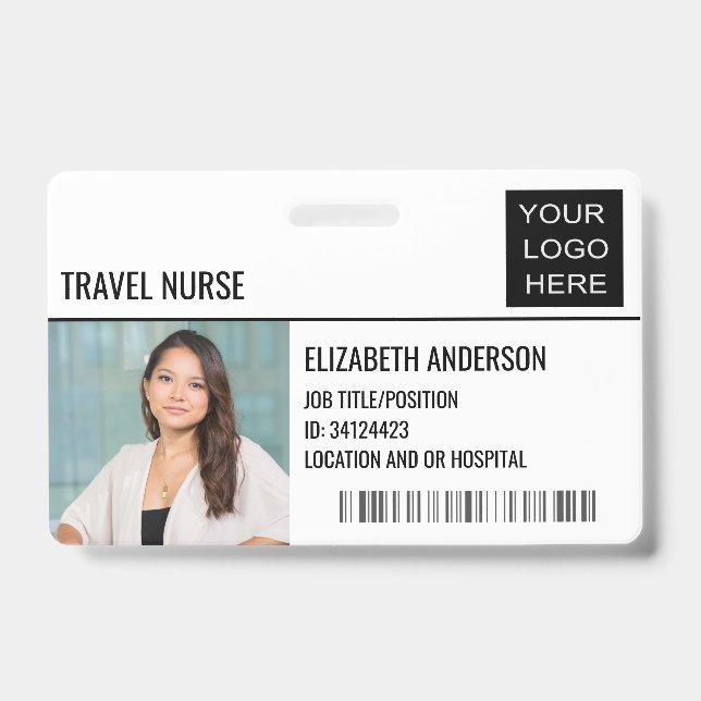 Travel Nurse Photo ID Hospital Logo Badge (Front)