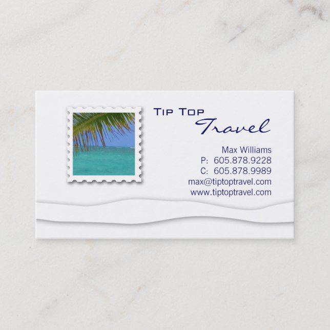 Travel Ocean Palm Tree Business Card (Front)