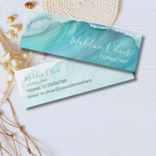 Travel Ocean Waves  Beach Sea Blue Modern Mini Business Card