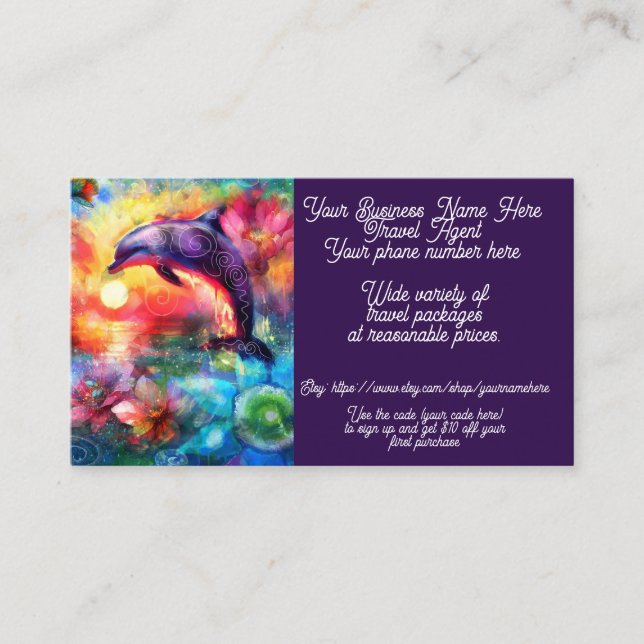 Travel Package Agent Tropical Shop Sales Etsy  Business Card (Front)