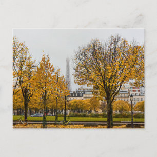 Travel Paris France Autumn Eiffel Tower Park Holiday Postcard