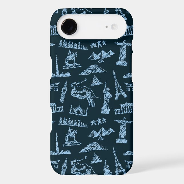 Travel Pattern In Blues Pattern Case-Mate iPhone Case (Back)