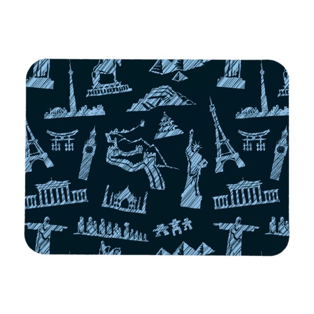Travel Pattern In Blues Pattern Magnet (Horizontal)