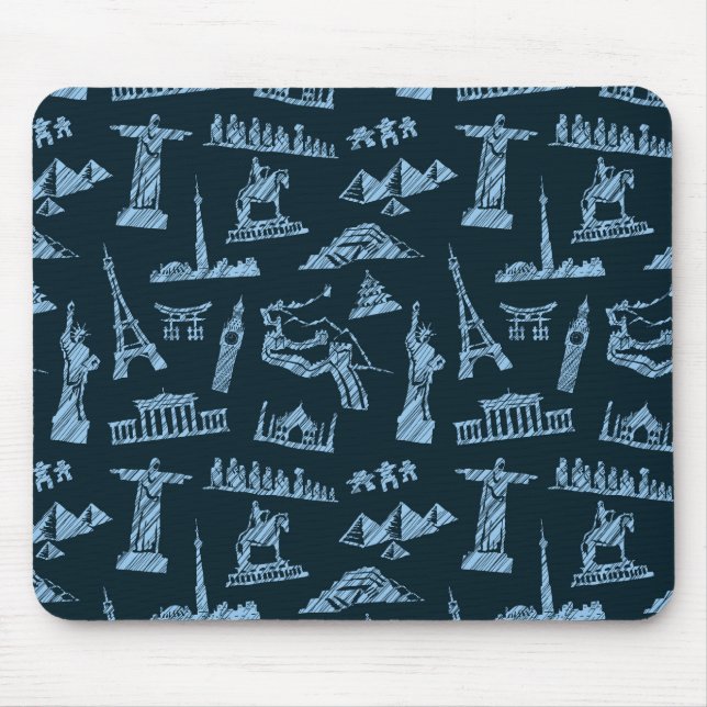 Travel Pattern In Blues Pattern Mouse Pad (Front)