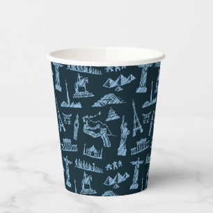 Travel Pattern In Blues Pattern Paper Cups
