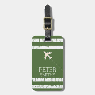 travel personalised name with aeroplane luggage tag