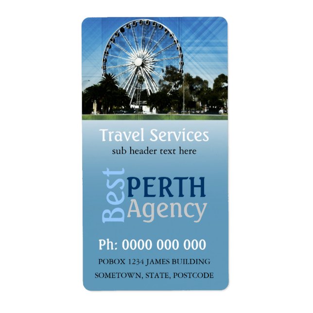 Travel Perth Wheel Label (Front)